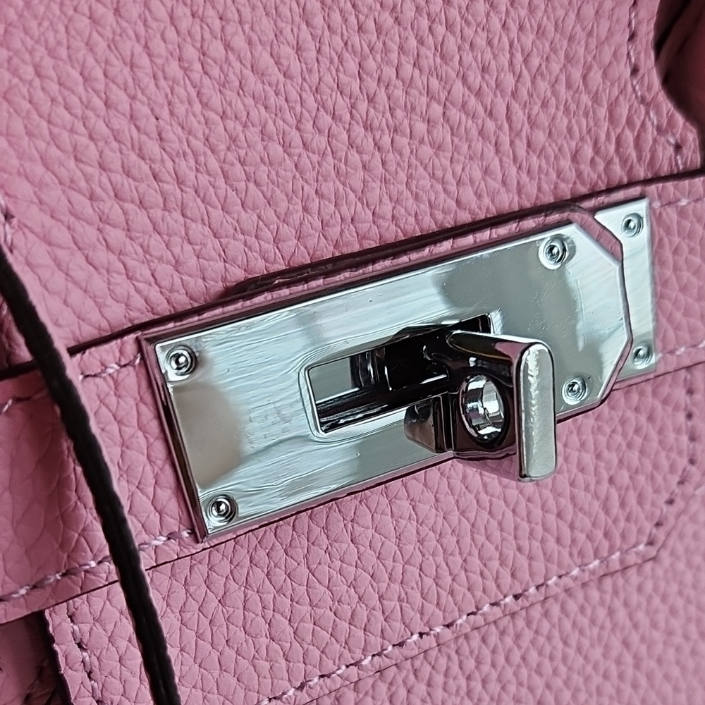 Pink Leather Top Handle bag (Shoulder Birkin Style) - Picture 3 of 11